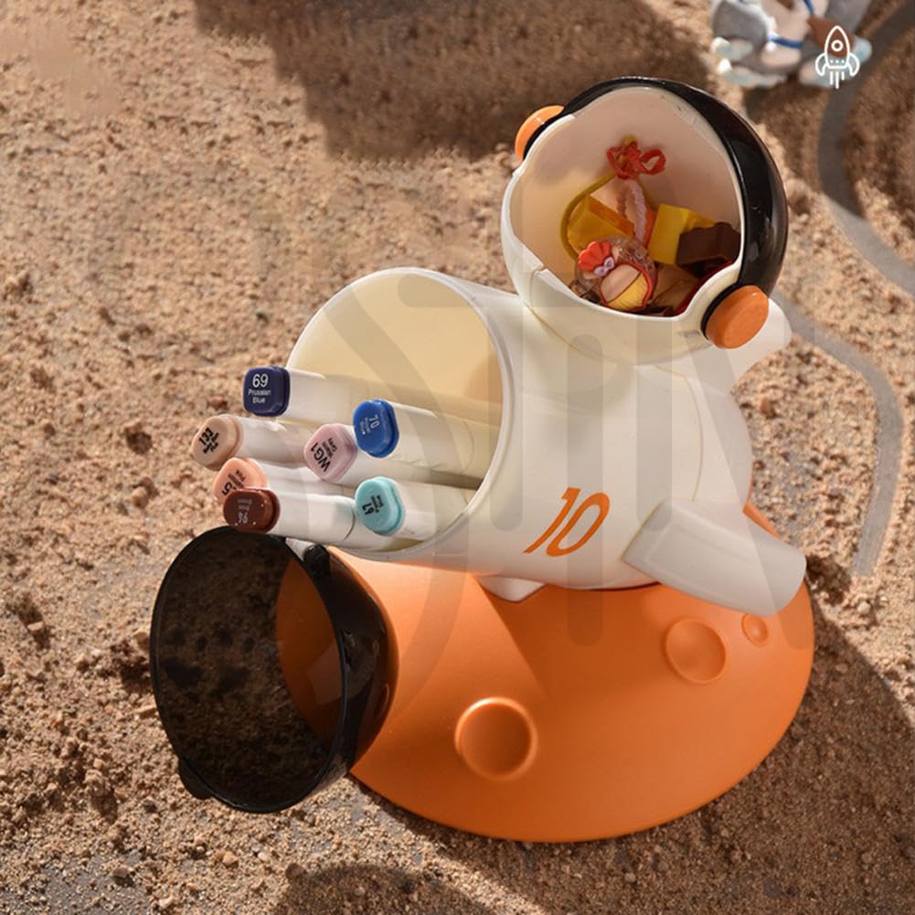 Ostin Astronaut Pen Pencil Holder Stand for Desk, Resin Desk Pen Holder Desk Organizer Astronaut Decor Cool Office Gadgets for Desk, Home Office School Gifts for Kids Adults 4