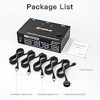 Vista 9 de Interruptor KVM HDMI, 2 monitores, 2 computadoras 4K a 60Hz, simulación EDID, interruptor KVM de doble monitor NAWEN USB 3.0 para 2 PC, comparte 2