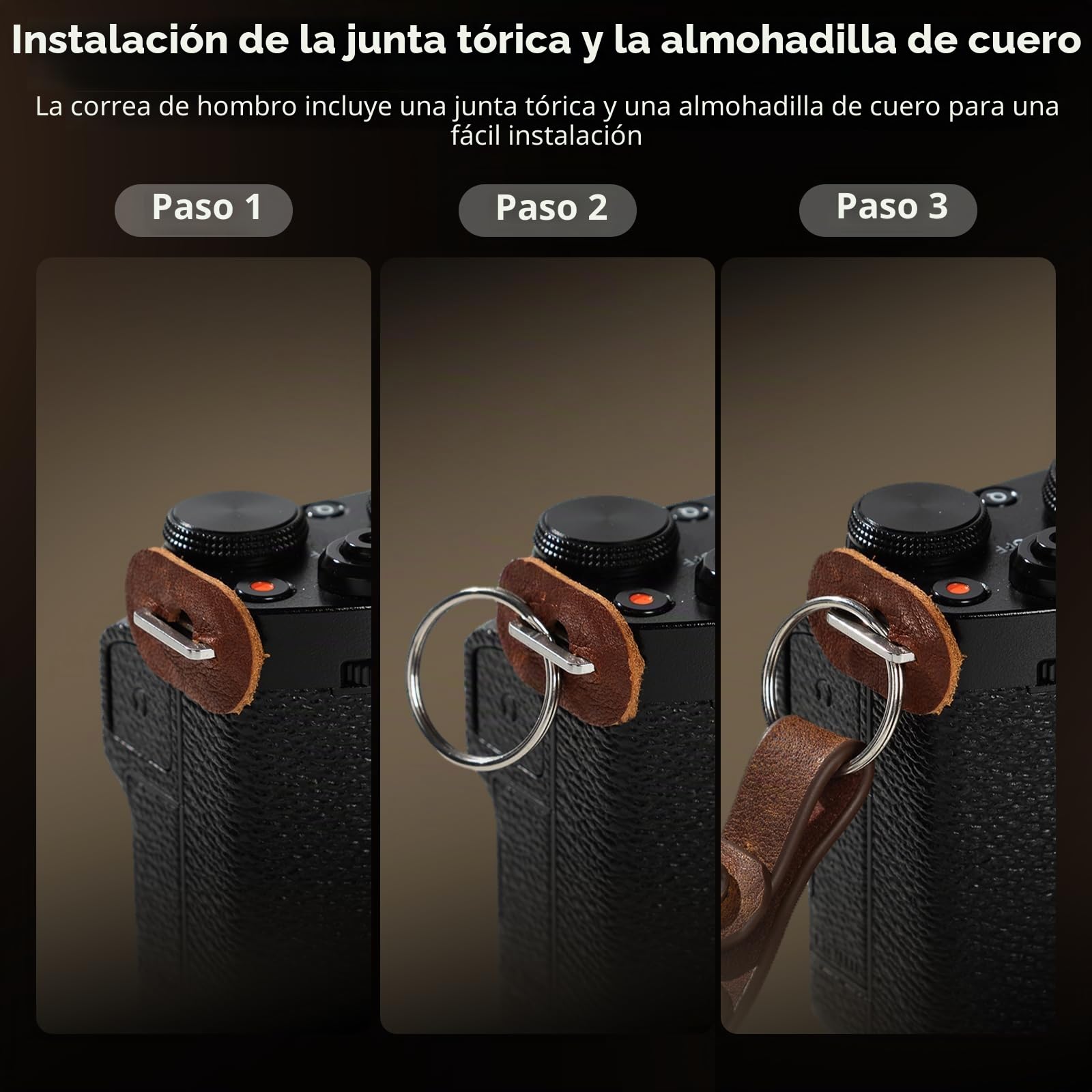 SMALLRIG Correa de Hombro para Cámara, Correa de Hombro Trenzada Ajustable con Junta Tórica y Almohadilla de Cuero para Cámara DSLR o Sin Espejo, Gris - 5057