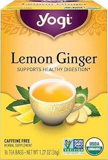 Yogi Lemon Ginger Herbal Tea Bags - Organic Caffeine-Free Blend for Digestion Support, 16 Ct