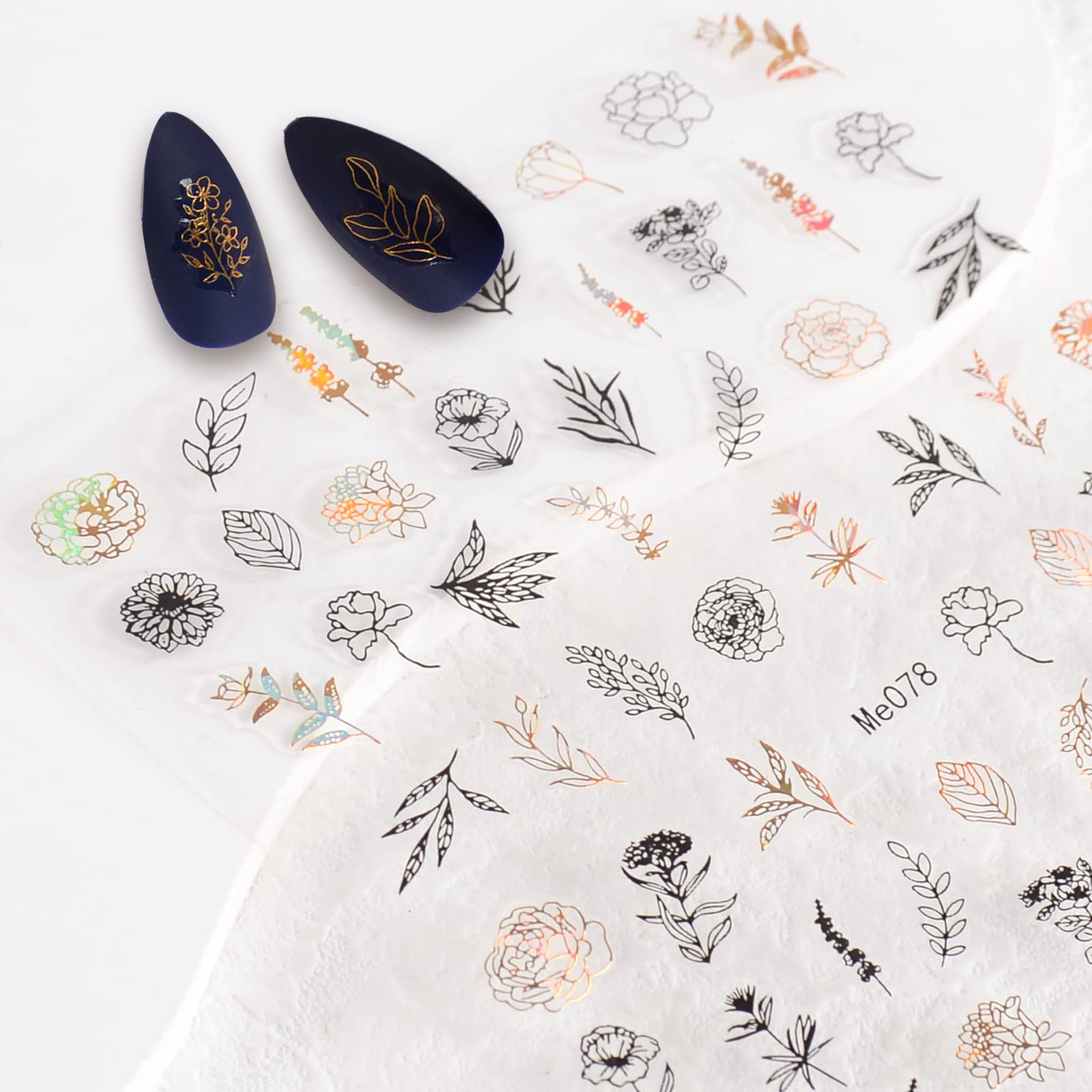 Stickers Décalcomanies Nail Art - Bouquet Stylisé Noir - Neuf Pour Ongles