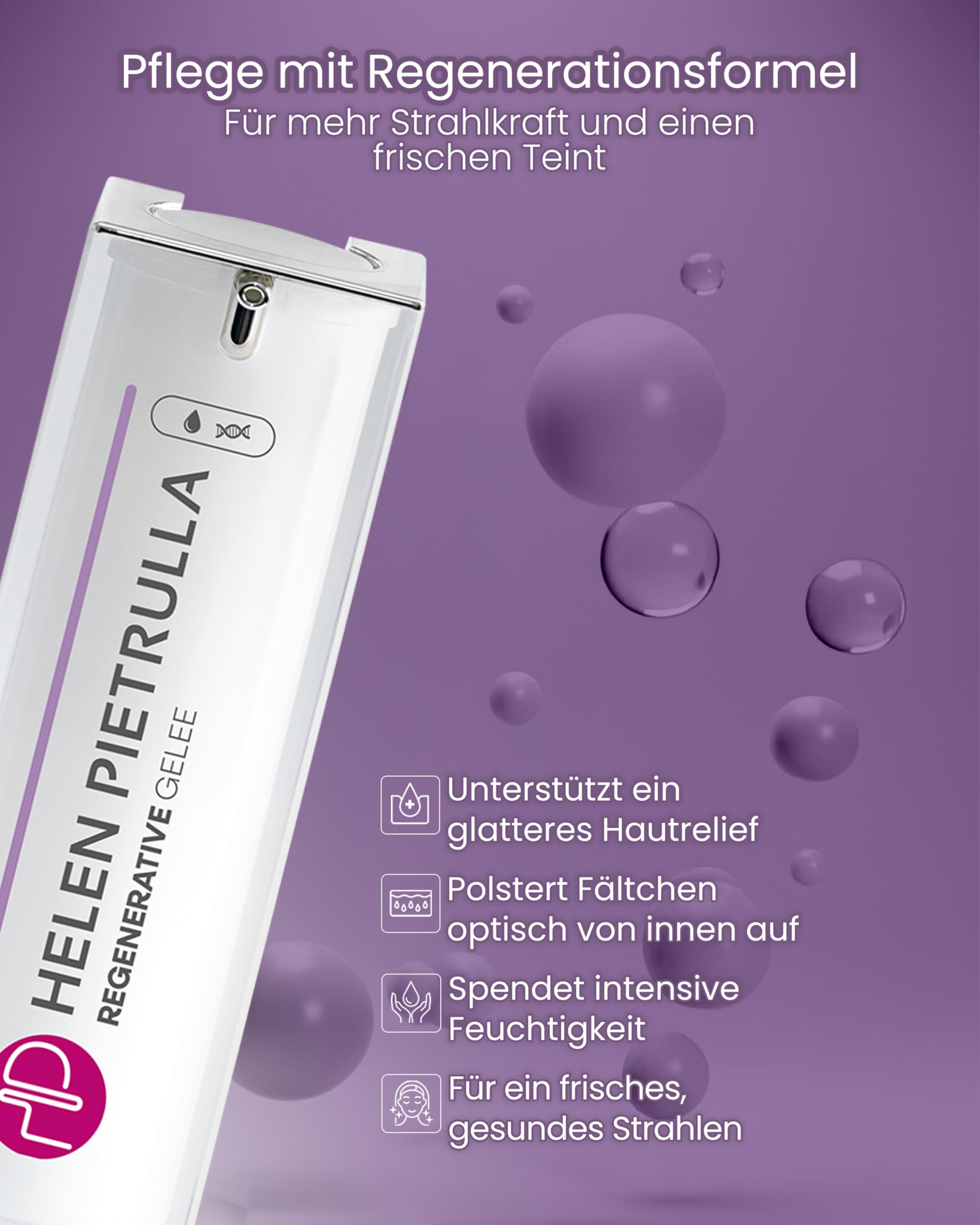 Helen Pietrulla Hyaluron Gesichtsserum - Feuchtigkeitsserum mit Hyaluronsäure & Provitamin B5 - Anti-Aging für trockene Haut - Fältchen aufpolstern & Hautregeneration | Regenerative Gelee - 30 ml