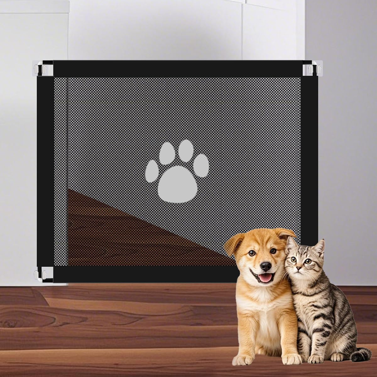 Enjoying Porta per Cani Porta per Scale Interne Porta di Sicurezza per Scale Multifunzione con Serratura di Sicurezza Adatta per Cuccioli 80 × 100 cm