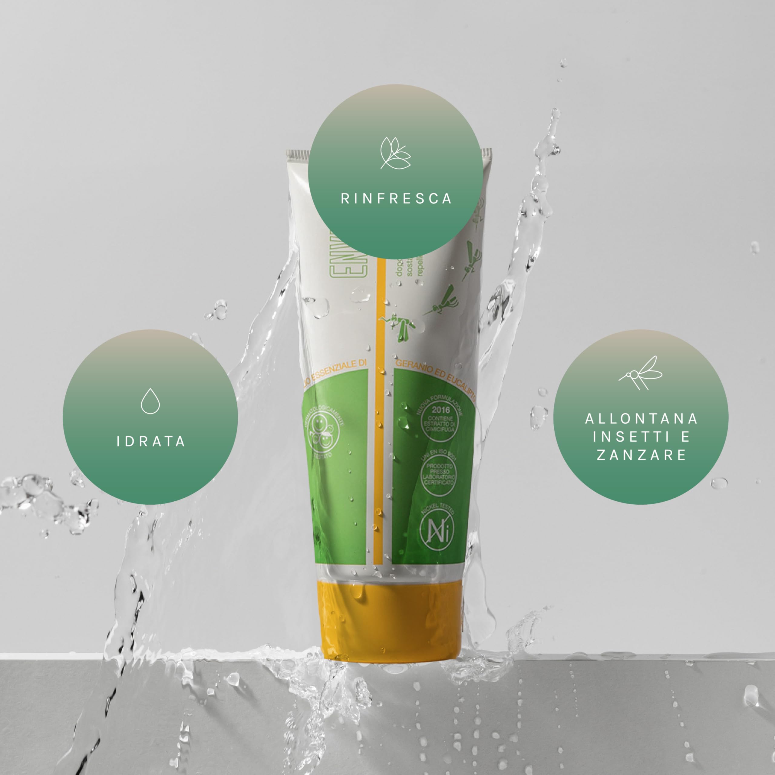 Envisun® Crema Doposole Lenitiva da 100 ml - Idratante Repellente Viso e Corpo con Geranio ed Eucalipto - Assorbimento Rapido e Senza Profumo - Adatta a Pelli Sensibili, Adulti e Bambini - Envicon®