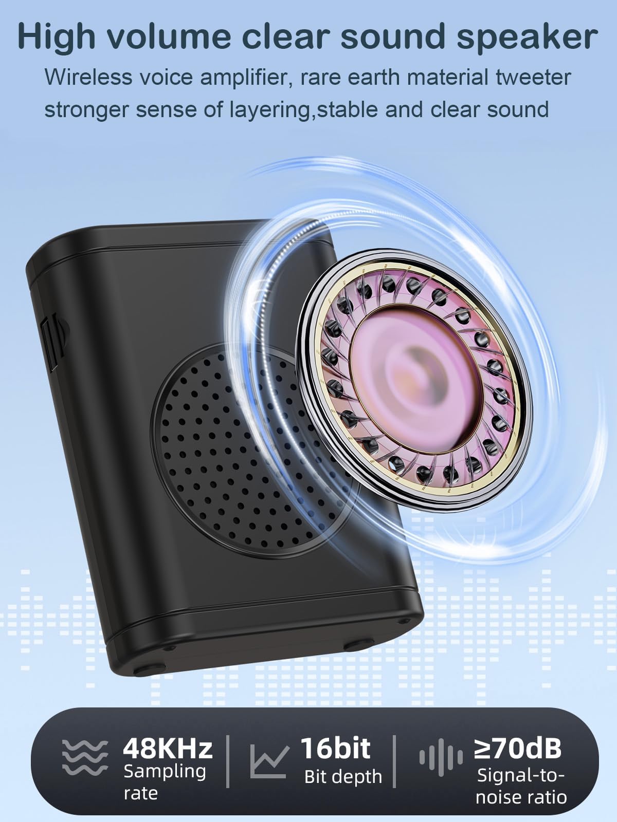 Amplificatore vocale portatile con microfono cravatta senza fili cuffie 10W batteria ricaricabile 2600mAh potente sistema audio per insegnanti, guide, allenatori, presentatori