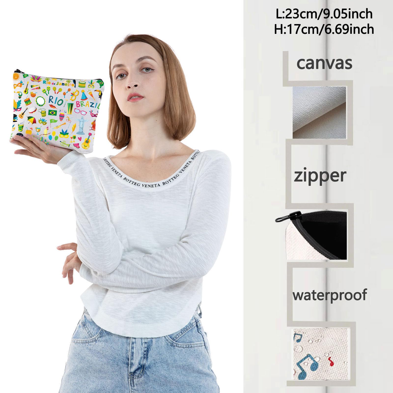 WZMPA Brazil Travel Bag Brazil Souvenir Gifts Rio De Janeiro Makeup Zipper Pouch Bag Brazil Trip Merchandise (Rio Brazil)