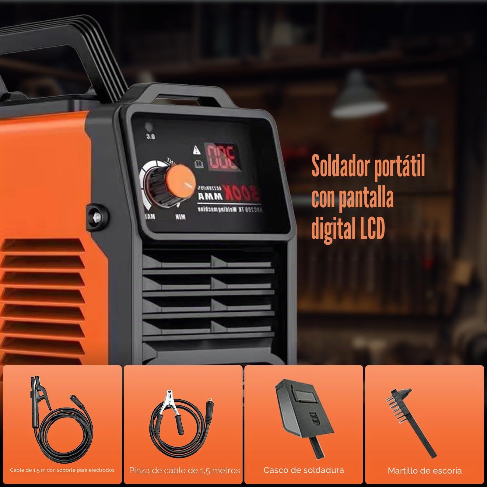 300A IGBT Soldador 220V – Soldador MMA portátil con arranque en caliente y función antiadherente, soldador IGBT DC de electrodos, para acero, acero inoxidable y hierro fundido, pantalla LCD