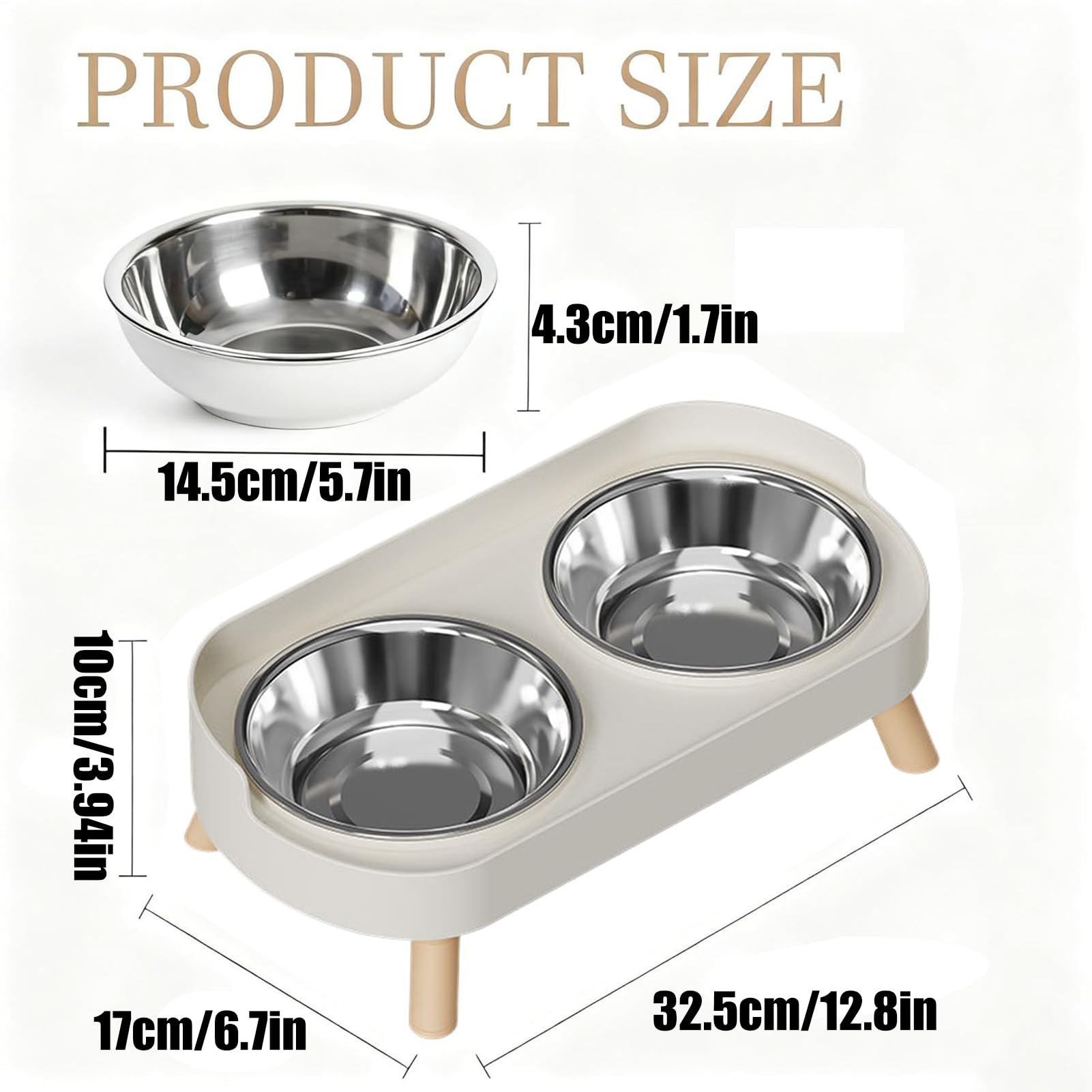Juego de cuencos de acero inoxidable para mascotas – Cuencos elevados para gatos y perros con soporte antideslizante duradero para agua y alimentos, de mascotas adultas para cachorros, para