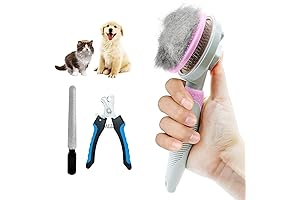 3PCS Cat Grooming Kit: Cat Brush and Nail Clipper Set