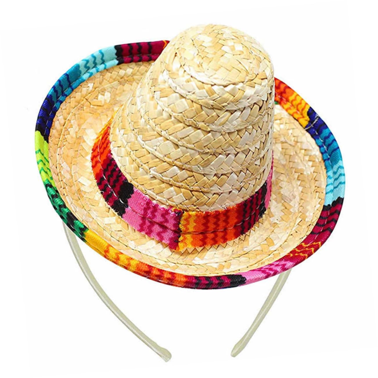 POPETPOP Mini Mexican Headdress for Pets Comfortable Pet Headwear Random Color Pattern Lightweight Design for Small Dogs and Puppies Fun Accessory for Parties and Celebrations Random Color