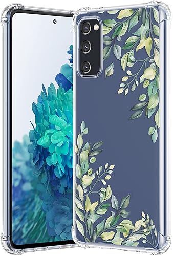 RALEAVO Funda protectora para Samsung Galaxy S20 FE 5G, diseño floral de hojas transparentes, delgada, bonita funda protectora para niñas y mujeres,