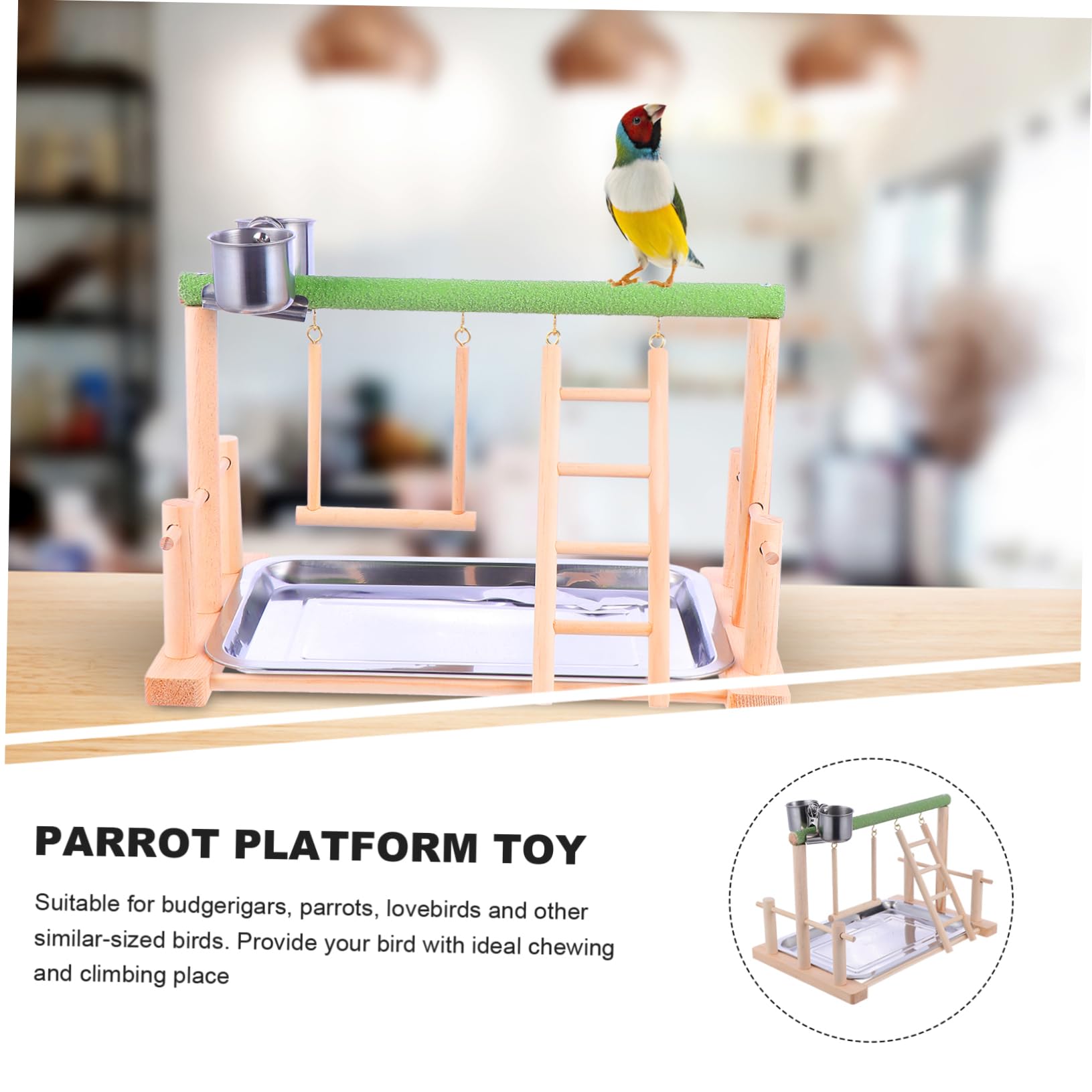 UPKOCH Altalena in Legno Per Pappagalli Giocattolo Sospeso Per Uccelli Domestici Esercizi e Giochi Supporto Per Pappagallo Divertente e Sicuro