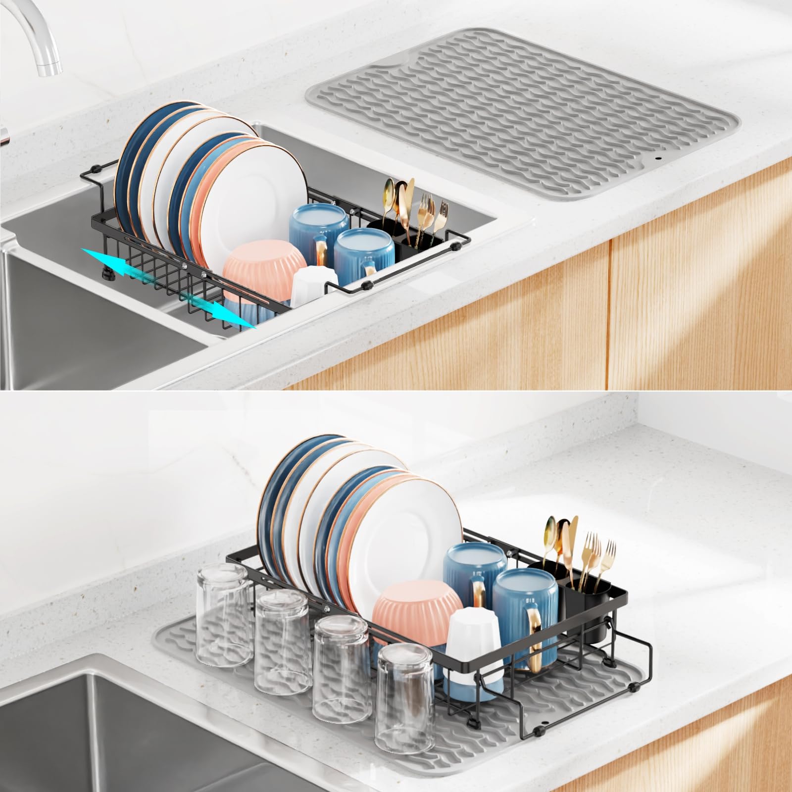 Romision Expandable Dish Drying Rack Fits In/Over Sink