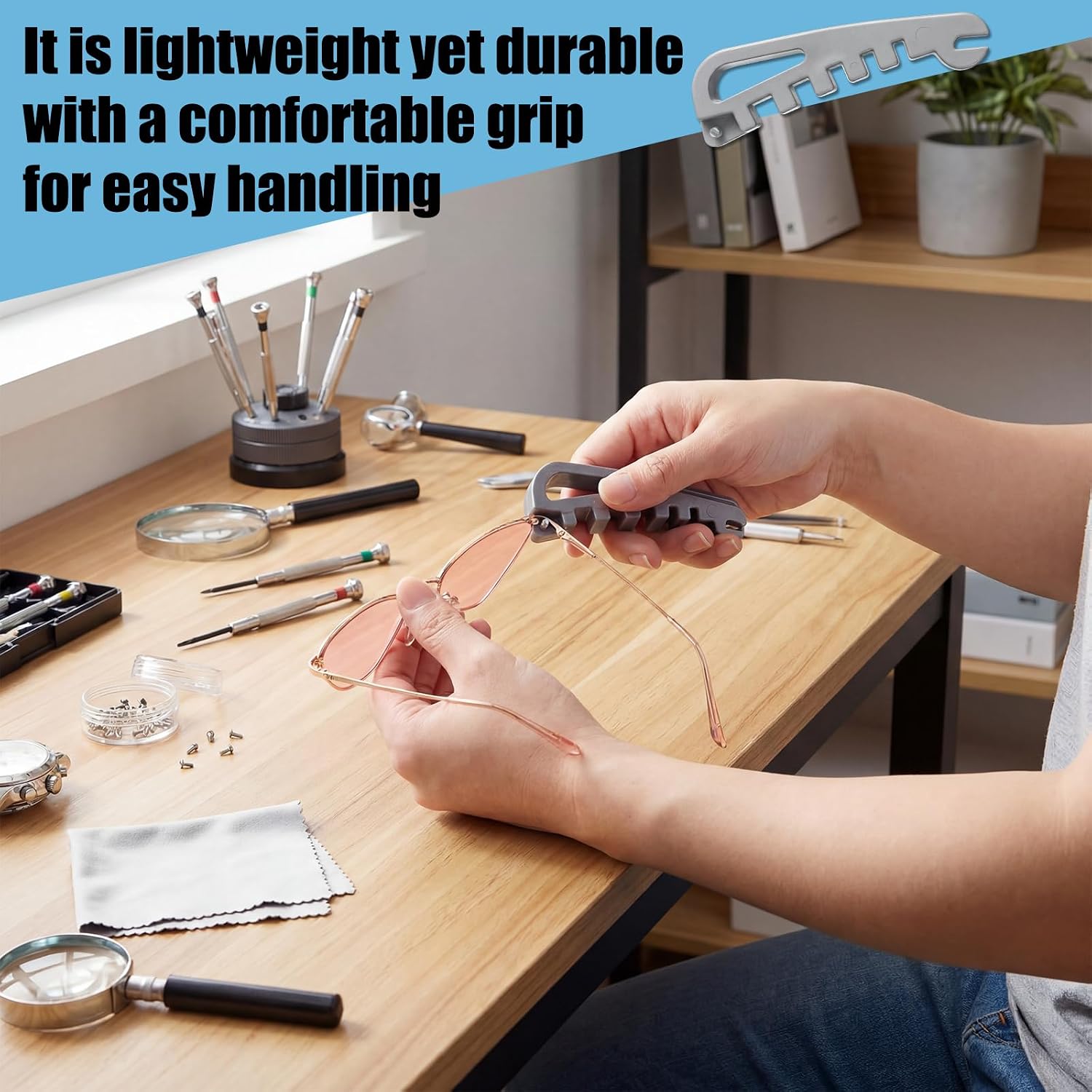 Konohan 3 Pcs Eyeglass Frame Curvature Adjustment Tool, Glasses Frame Bender and Temple Arms Nose Pads Adjuster, 5-in-1 Multi-Function Optician Tool for DIY Simple Glasses Repair Kit(Grey)