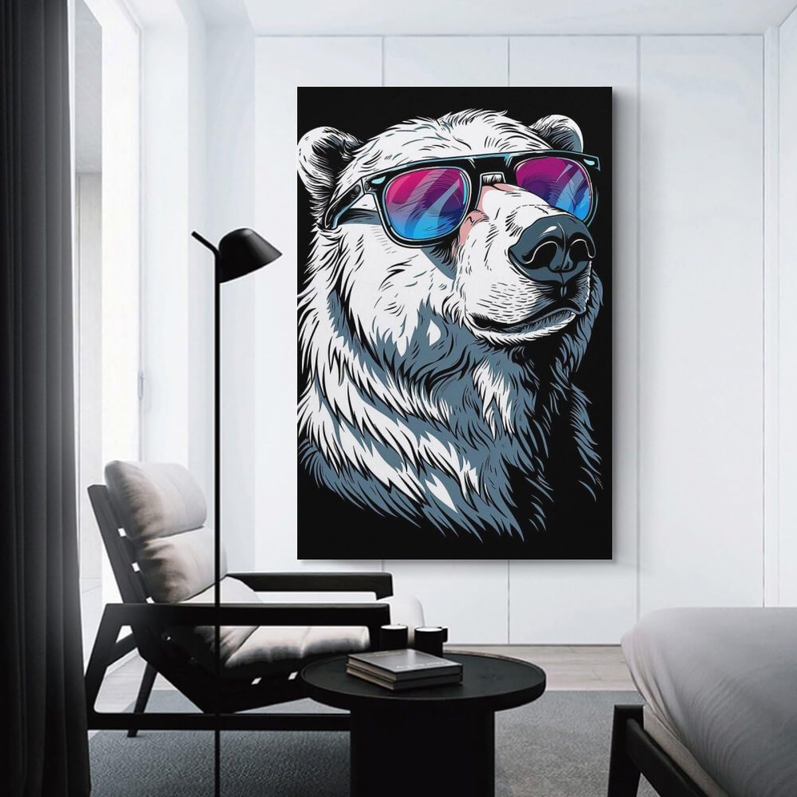 Junmoney Unframe-Style-21-1 Wall Picture Print Polar Bear Colorful, 12X18inch(30X45cm), For Living Room, Lounge Or Sitting Room, Modern Wall Decor For Cosy Interiors