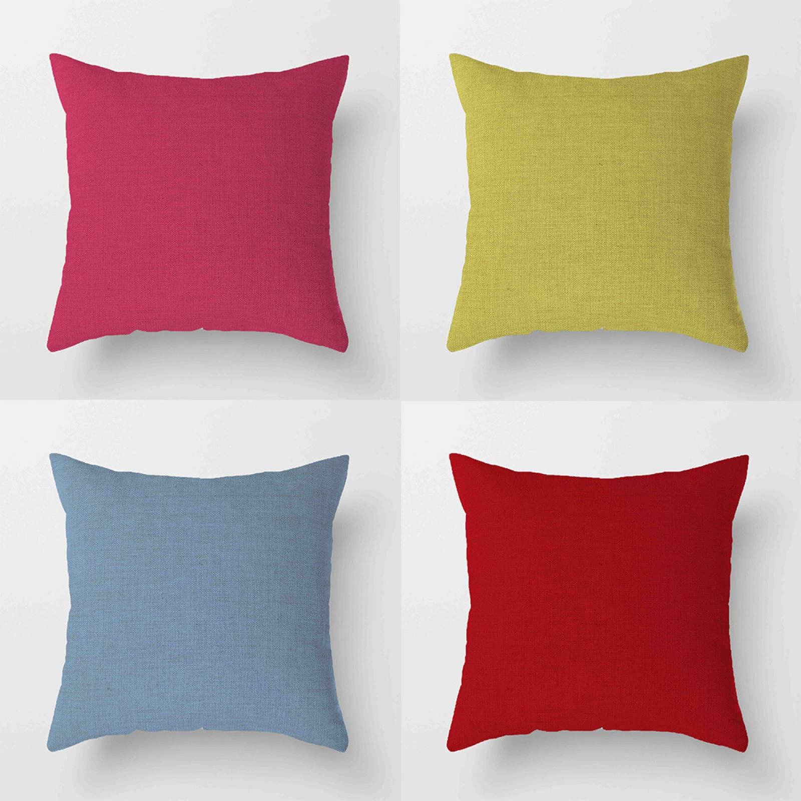 Housse de coussin 55x55cm en lin lot de 4 rose rouge pour canapé