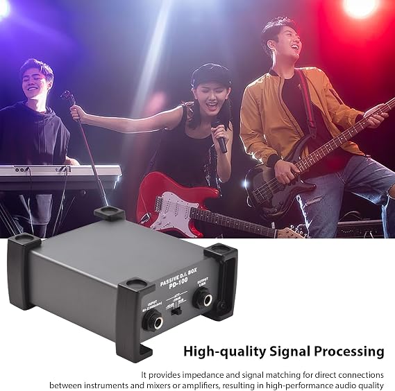 1 Channels Passive DI-Box Unit Hum Eliminator 1/4'' Instrument Direct Box to XLR Professional Impedance Transform Audio Isolator DI Direct Box for Touring and Live Performances