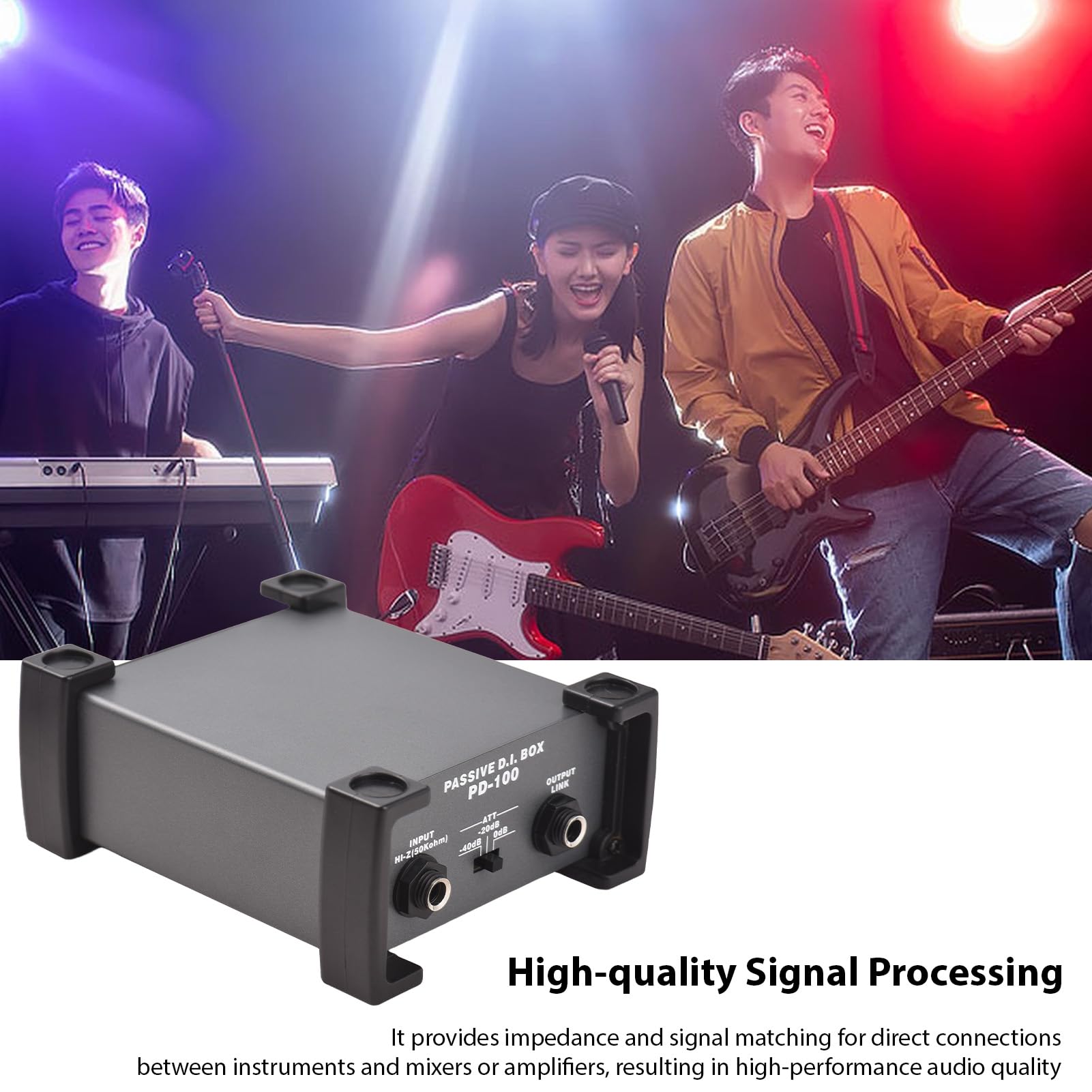 Btuty Unità DI-Box passiva a 1 canali Eliminatore di ronzio 1/4 '' strumento Direct Box a XLR Impedenza professionale Trasforma Isolatore Audio DI Direct Box