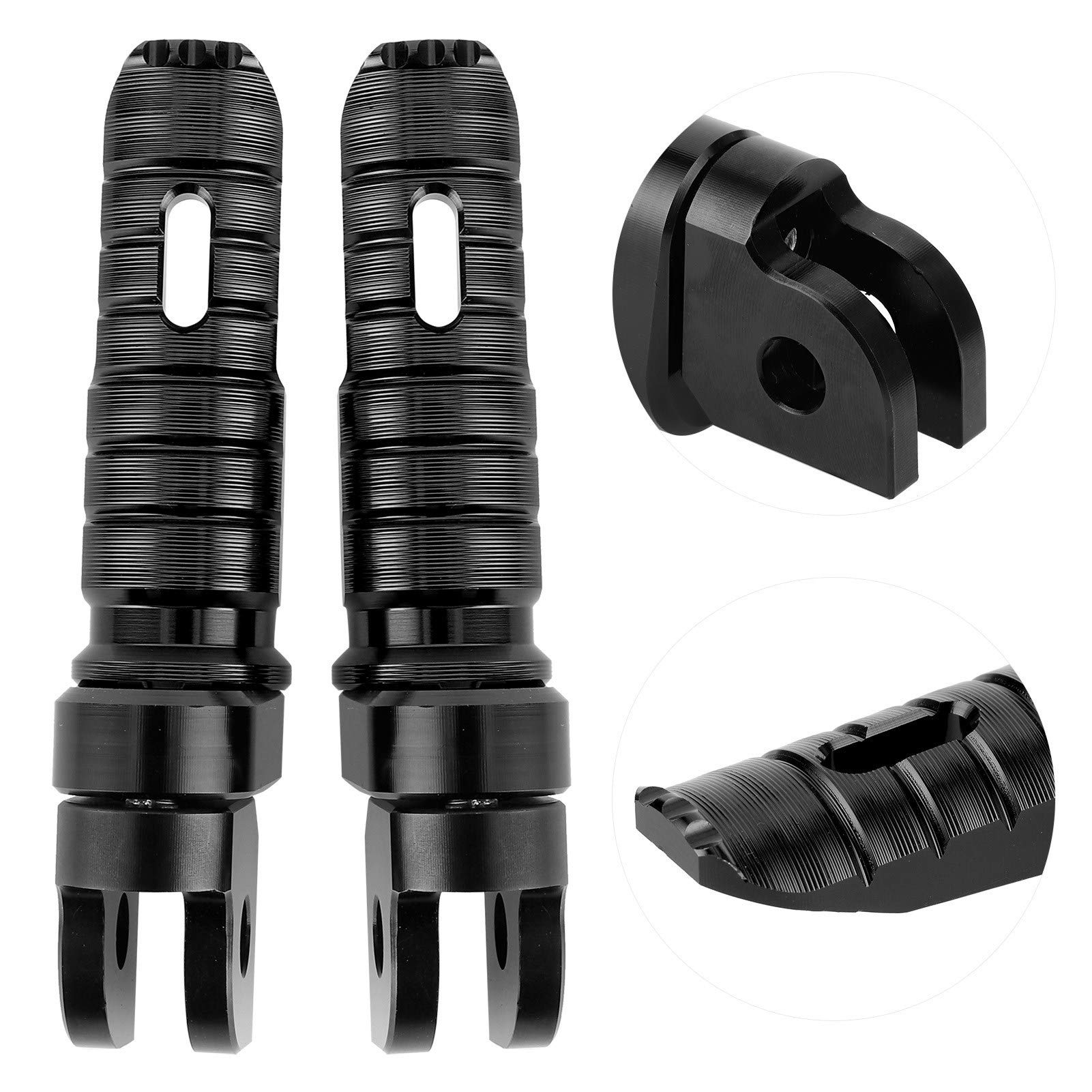 Coppia pedane anteriori moto in lega di alluminio anteriore sinistra destra adatta per Yamaha MT‑03 MT‑25 MT‑07 MT‑09 R3 XJ6(Nero)