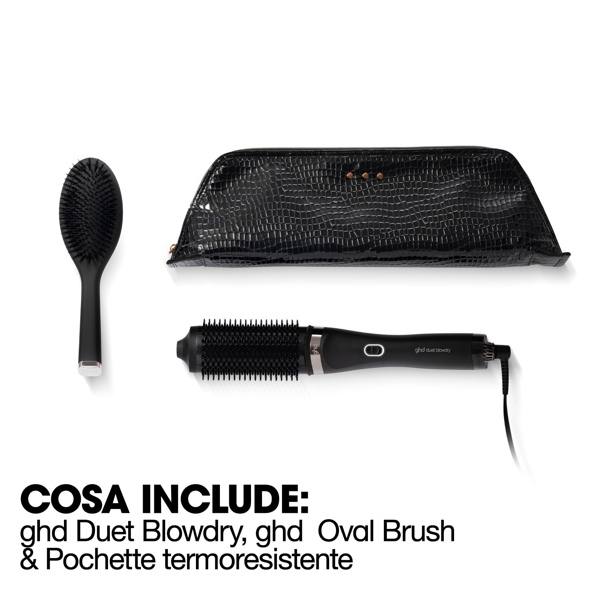 ghd Set Regalo Duet Blowdry, Include Spazzola Asciugacapelli Lisciante 2-in-1, Spazzola Districante e Custodia Termoresistente, Da Bagnati a Piega Voluminosa Senza Danni da Calore, 50% più Lucenti