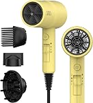 AINA Hair Dryer with Diffuser,Comb Full-Featured Blower 110V/1600W(Yellow) | 3 Heat/2 Speed;Cold shut button;Lightweight;Compact Size;High Temp;Low Airflow;Same Results;Less Expense