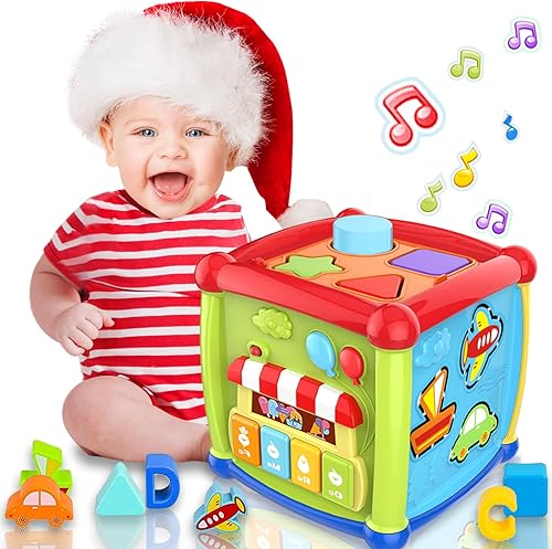 Cubo de actividades para bebés de 6 a 12 meses, 6 en 1 de aprendizaje temprano, juguetes Montessor para niños de 1 año, clasificador de formas,