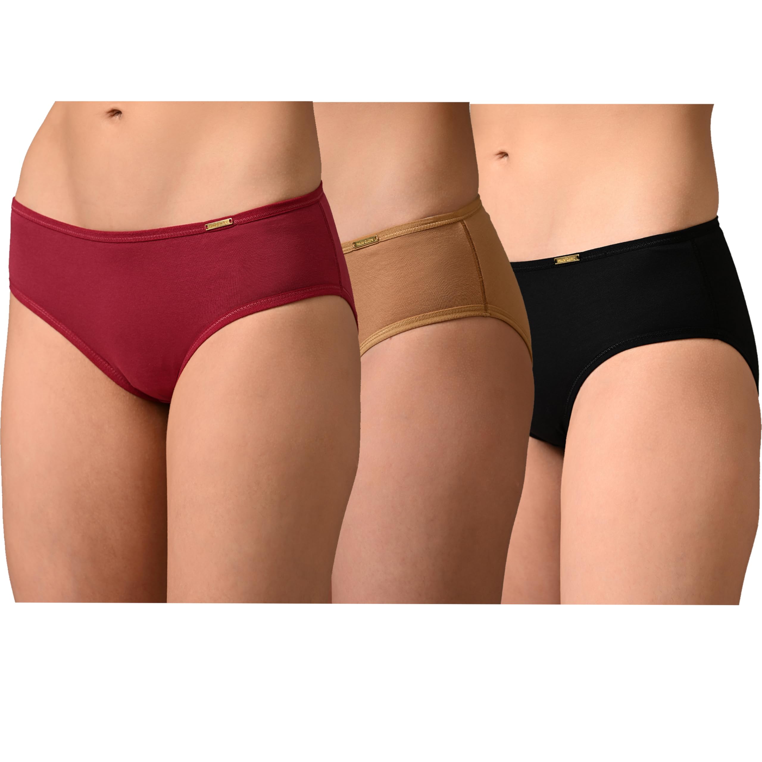 haute cucire Eve Low Rise Bikini Briefs for Women (Pack of 3) – Cotton Hipster Panties with Anti-Bacterial & Moisture-Wicking | Seamless, No Marks Waistband | Breathable Dailywear Underwear-picture-34