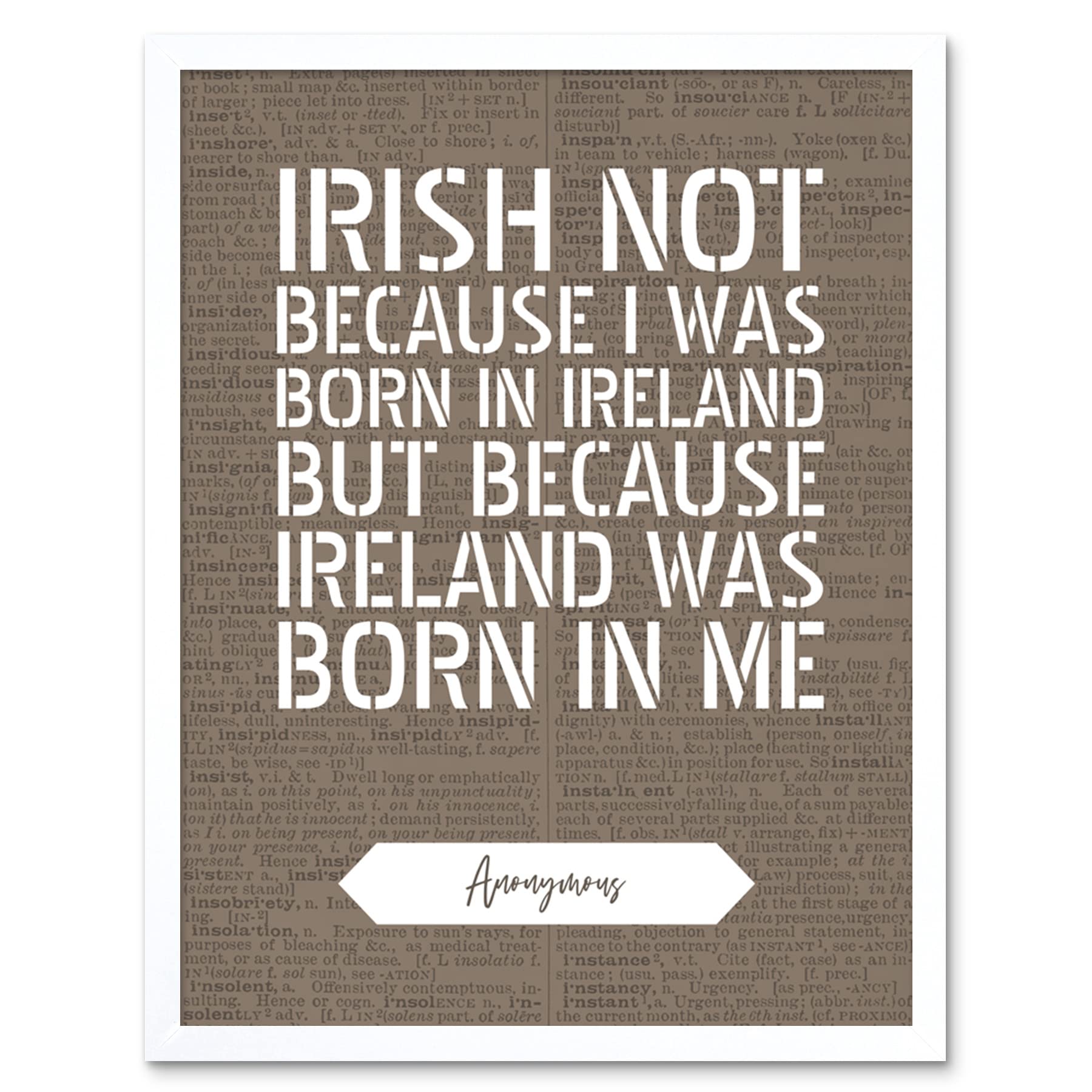 Artery8 St Patricks Day Ireland Dictionary Page Quote Irish Artwork Framed Wall Art Print 9X7 Inch