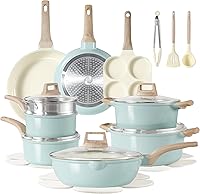 CAROTE 21-Piece Ceramic Nonstick Cookware Set - PFAS-Free, Induction Ready, Non-Toxic Pots & Pans for Safe Healthy Cooking