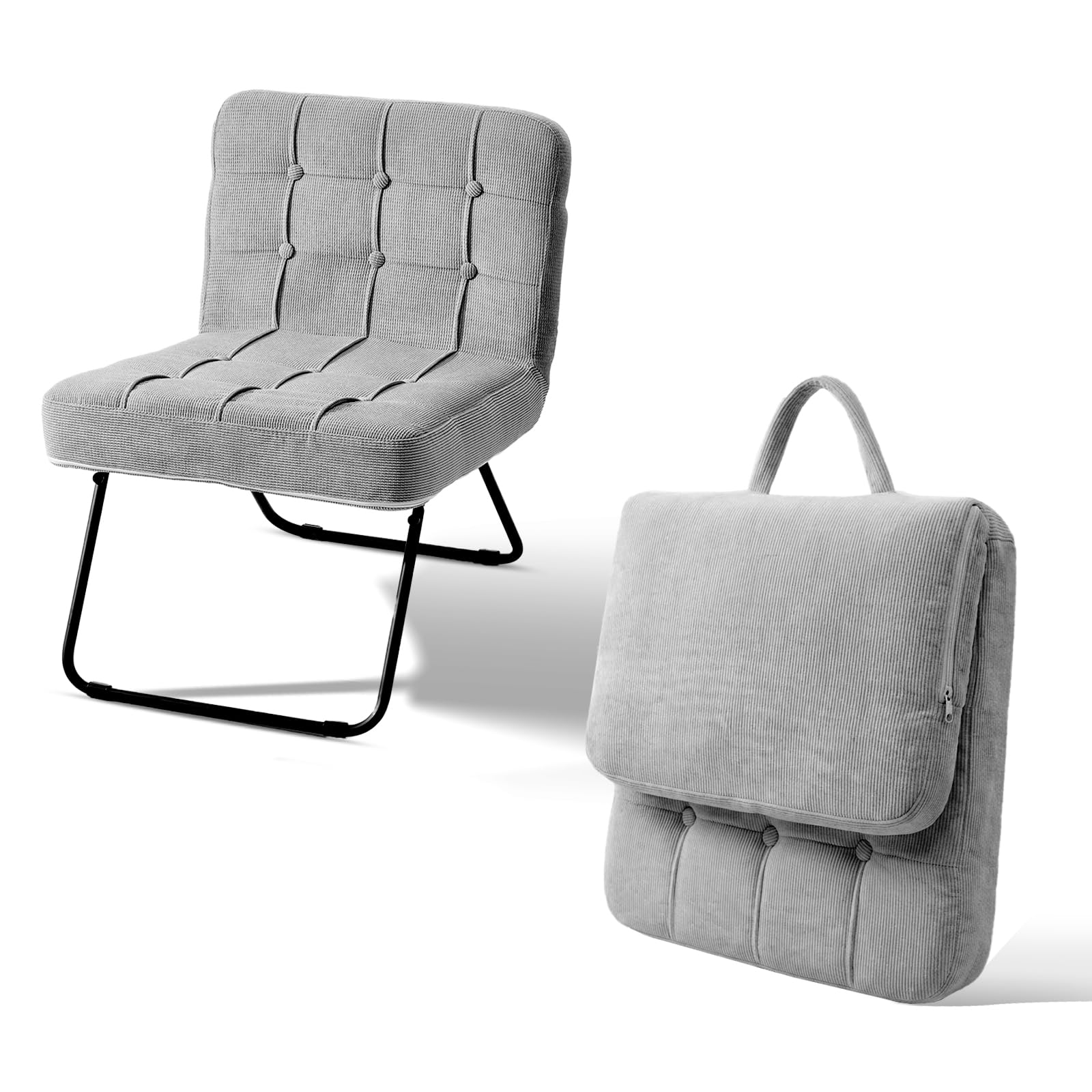 TUKAILAi Foldable Corduroy Accent Chair, Hand Carry, Tub Chair, 55cm Wide