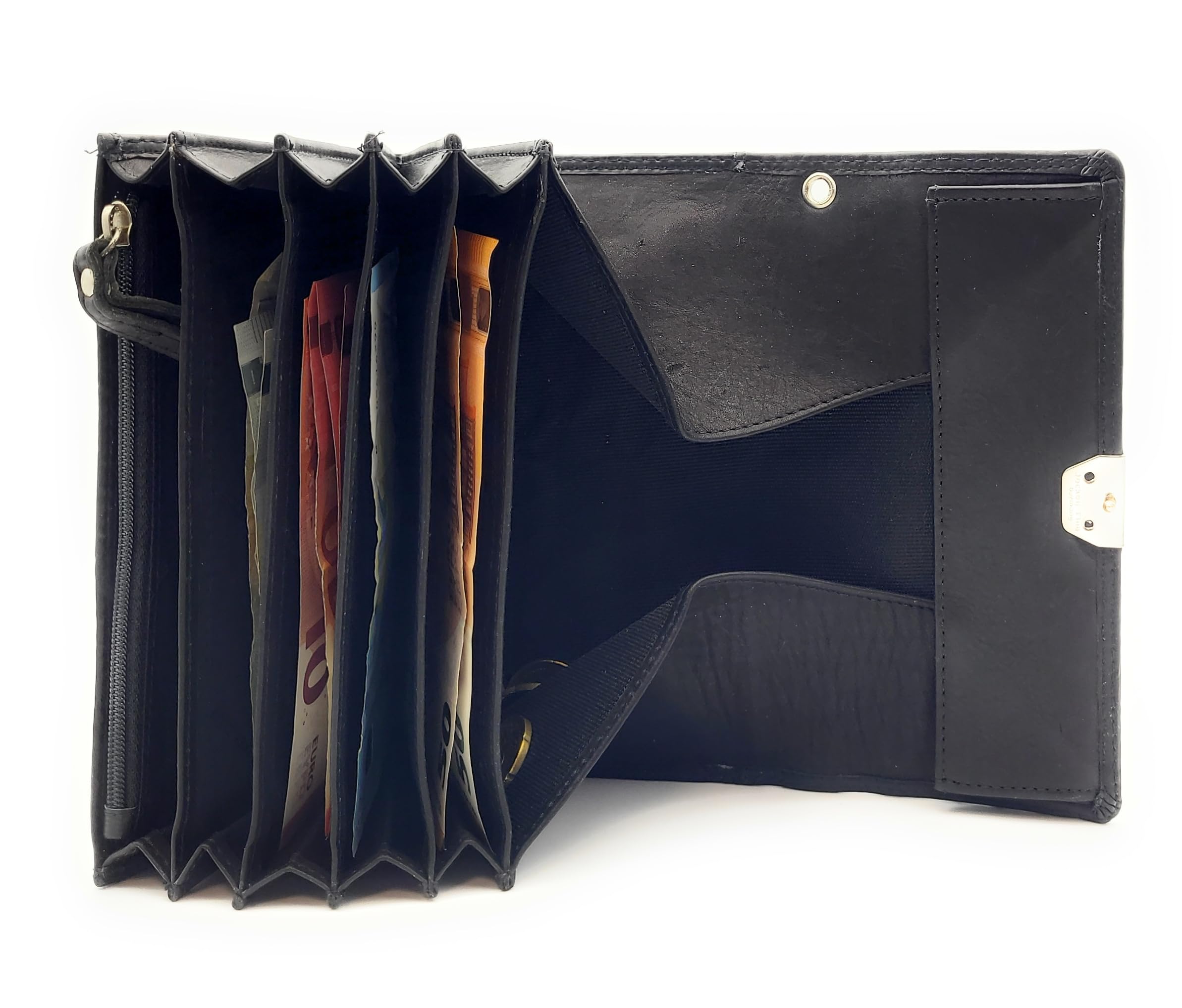 Leder Kellnerbörse Geldbörse Portemonnaie Softleder Basic schwarz