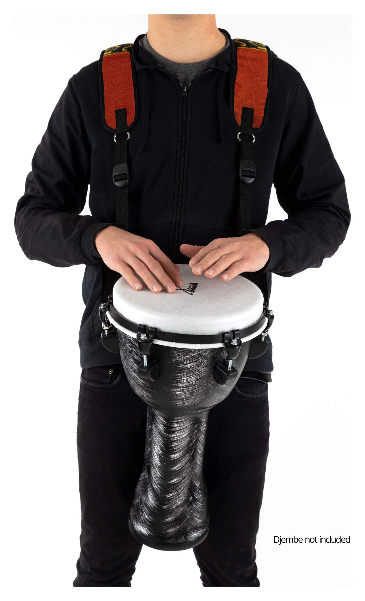 XDrum Djembe Gurt Eco - Schultergurt zum Umhängen von Djemben - mit 2 Metallkarabinern - längenverstellbar von 60 bis 76 cm - bunt