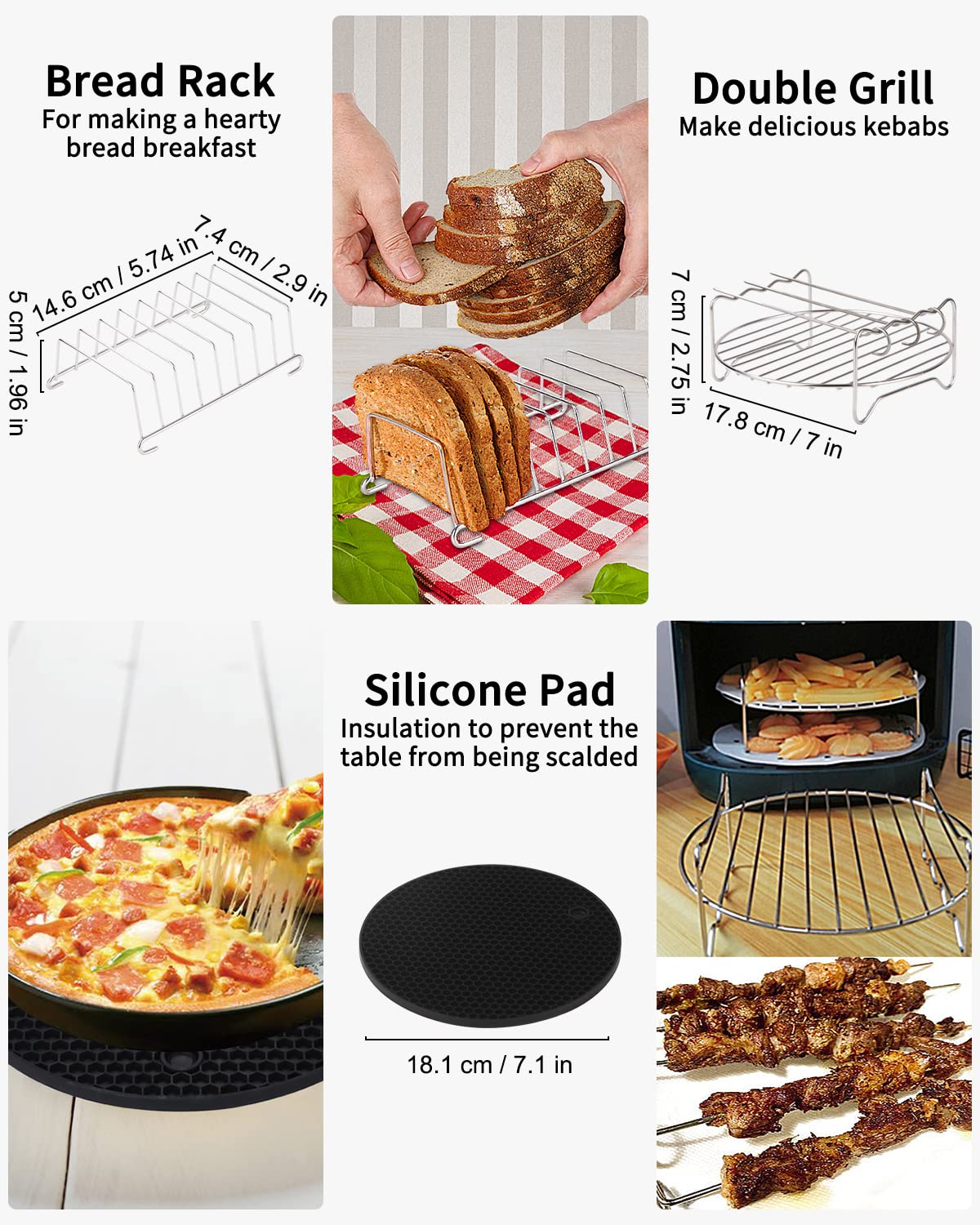 Accessori Friggitrice ad aria,Set da 7", 16 pezzi, 200 fogli di carta per friggitrice ad aria, Adatto per friggitrici ad aria di diametro superiore a 18 cm (7 pollici)