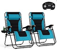 Vista 10 de PHI VILLA Silla XXL de Gravedad Cero Acolchada de Tamaño Extra Grande, Silla Reclinable Plegable para Patio, Asiento de 30 Pulgadas de Ancho