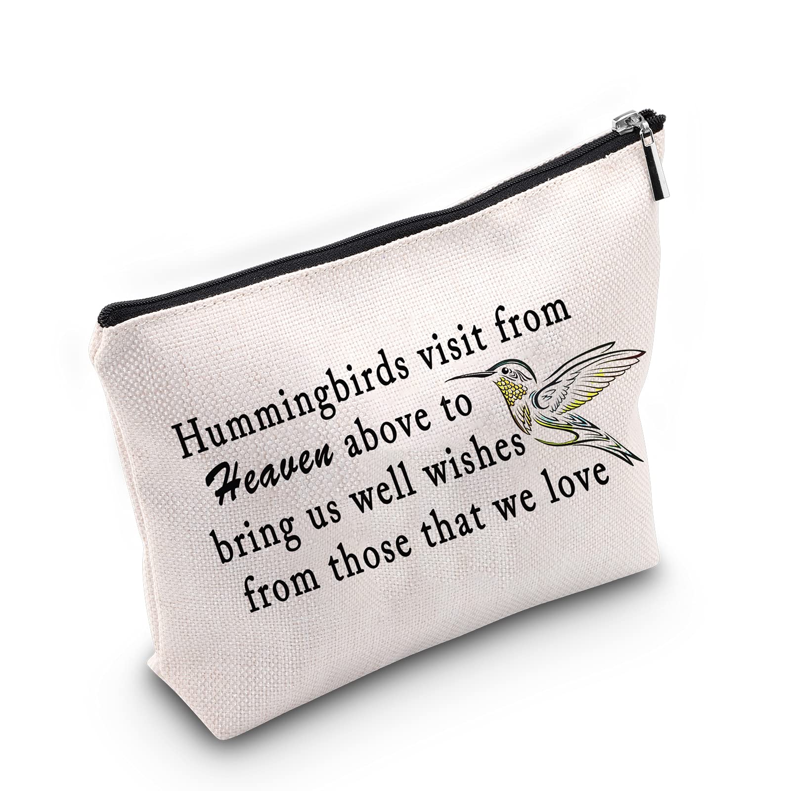 LEVLO Hummingbird Memorial Makeup Bag Remembrance Bags Hummingbirds Visit From Heaven Sympathy Gift, Hummingbirds