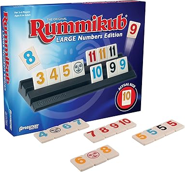 Pressman Rummikub Large Numbers Edition - لعبة بلاط الرومي الأصلية الزرقاء ، 5 & quot;