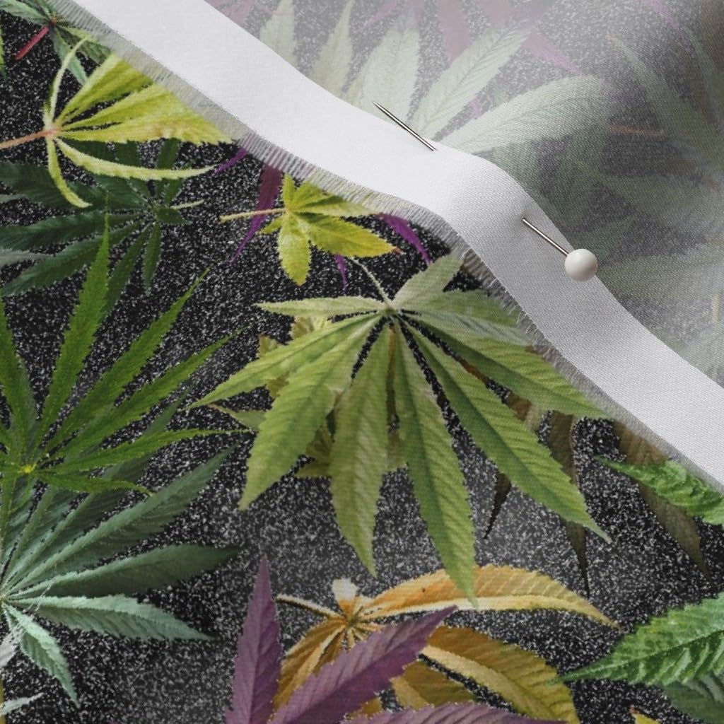 Spoonflower Fabric - Midnight Cannabis Leaves 420 Marijuana Hemp Camouflage Camoflage Herb Printed on Organic Cotton Sateen Fabric by The Yard - Sewing Quilting Apparel Home Decor