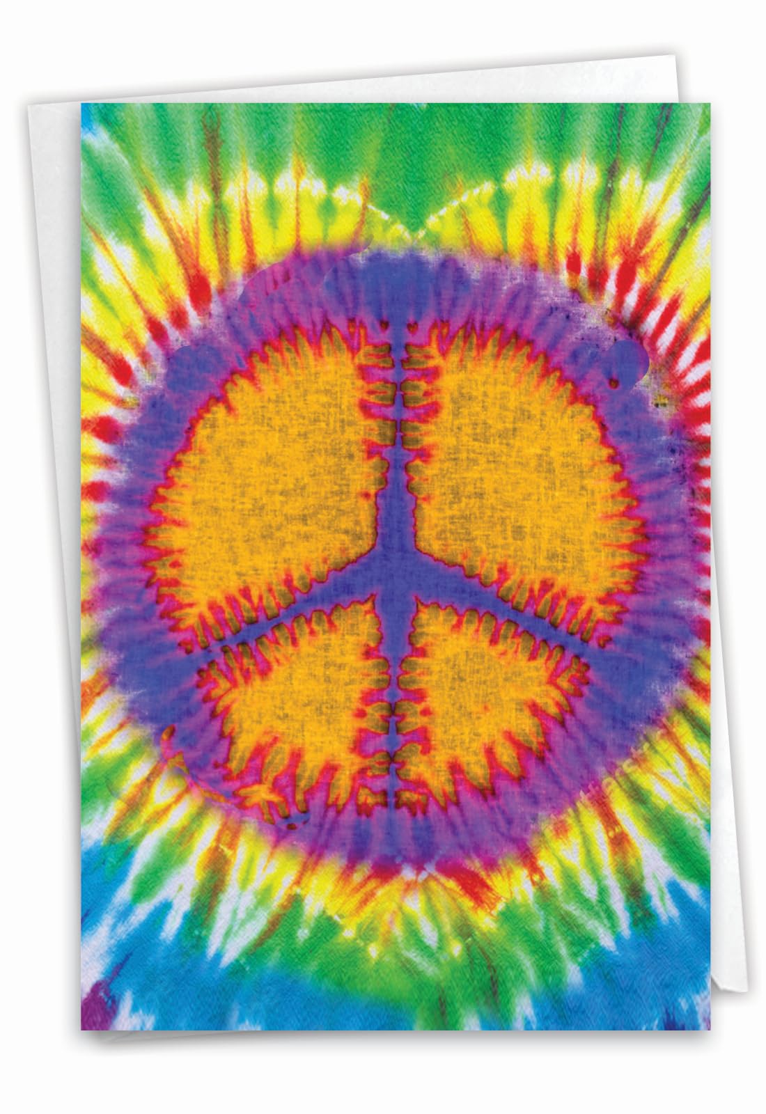 NobleWorks Funny Hippie Tie-Dye Birthday Card Peace Sign Greeting Card with 5 x 7 Inch Envelope (1 Card) Tie-Dye Peace for Men and Women C9163ABDG — image 1