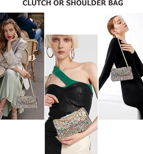 Miniatura 2 de Bolsos de mano con diamantes de imitación para mujer, bolsos de hombro con cadena, bolsas de noche brillantes para cóctel, graduación, fiesta, boda