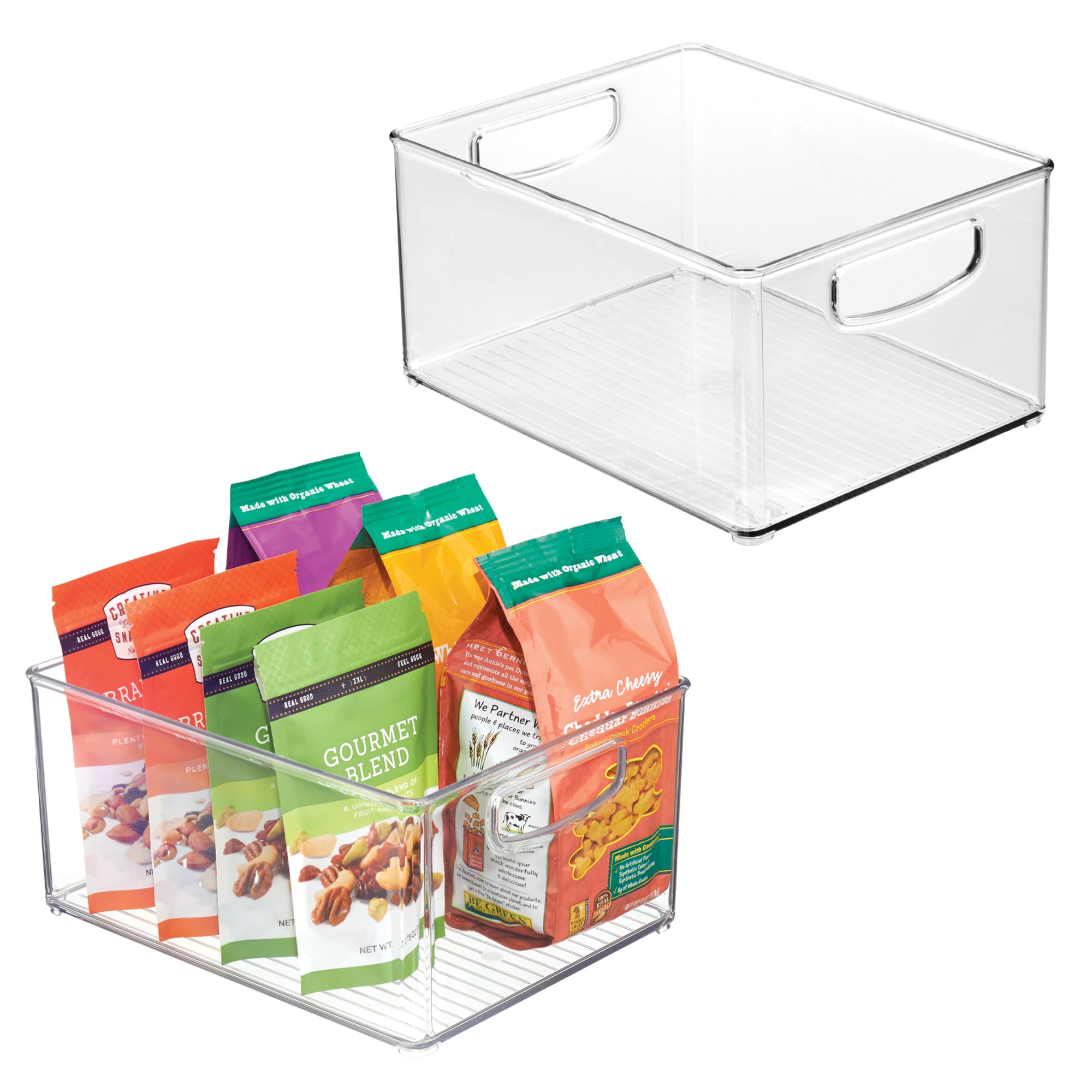InterDesign iDesign stapelbarer Speisekammer-Mülleimer aus Kunststoff, Organizer mit Griffen für Schränke oder Kühlschrank, 2 Stück, transparent