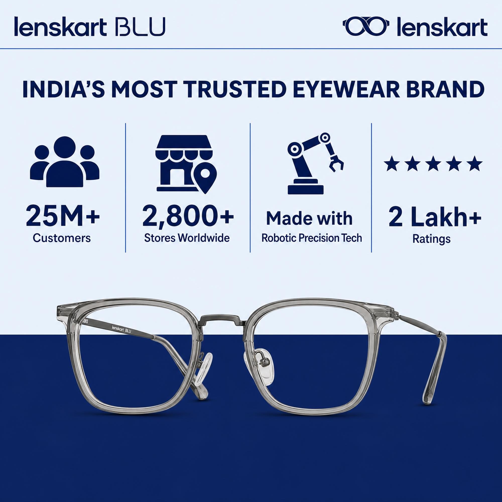 LENSKART BLU | Bluecut & Antiglare Computer Eyeglasses | Gaming Glasses | Grey Full Rim Square Shape | For Men & Women | Medium | LB E13529 3