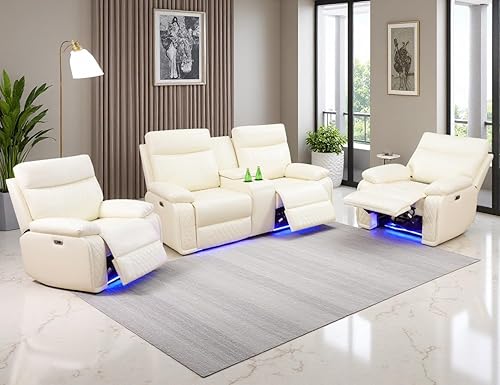 Miniatura 59 de Juego de sofá reclinable eléctrico, juego de sofá reclinable de cine en casa, sofá biplaza reclinable de cuero transpirable con Debut negro,Negro