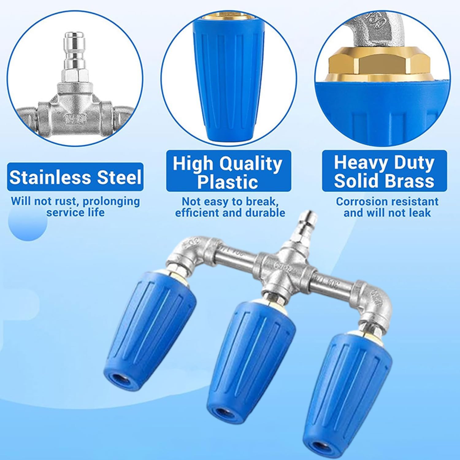 Triple Turbo Nozzle High-Pressure Washer Nozzle, Dual/Triple/Quad Head Pressure Washer Nozzle, 4-6 Gpm, 4000 Psi Max, 1/4" Quick Connector (Quad)