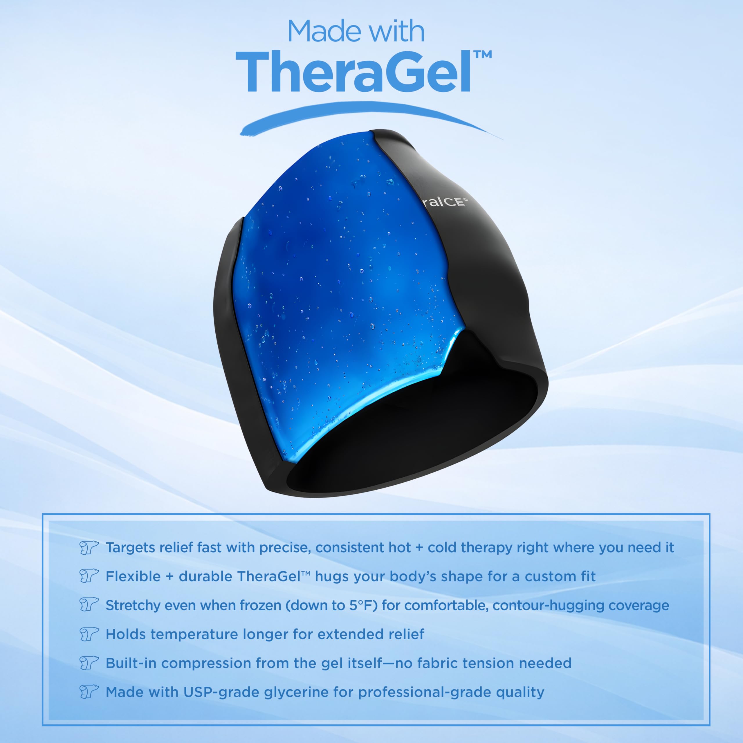 TheraICE Migraine Relief Cap, Soothing Headache Hat Ice Pack Mask, Face Cold Compress Cooling Gel Head Wrap Products for Tension, Stress & Hangover