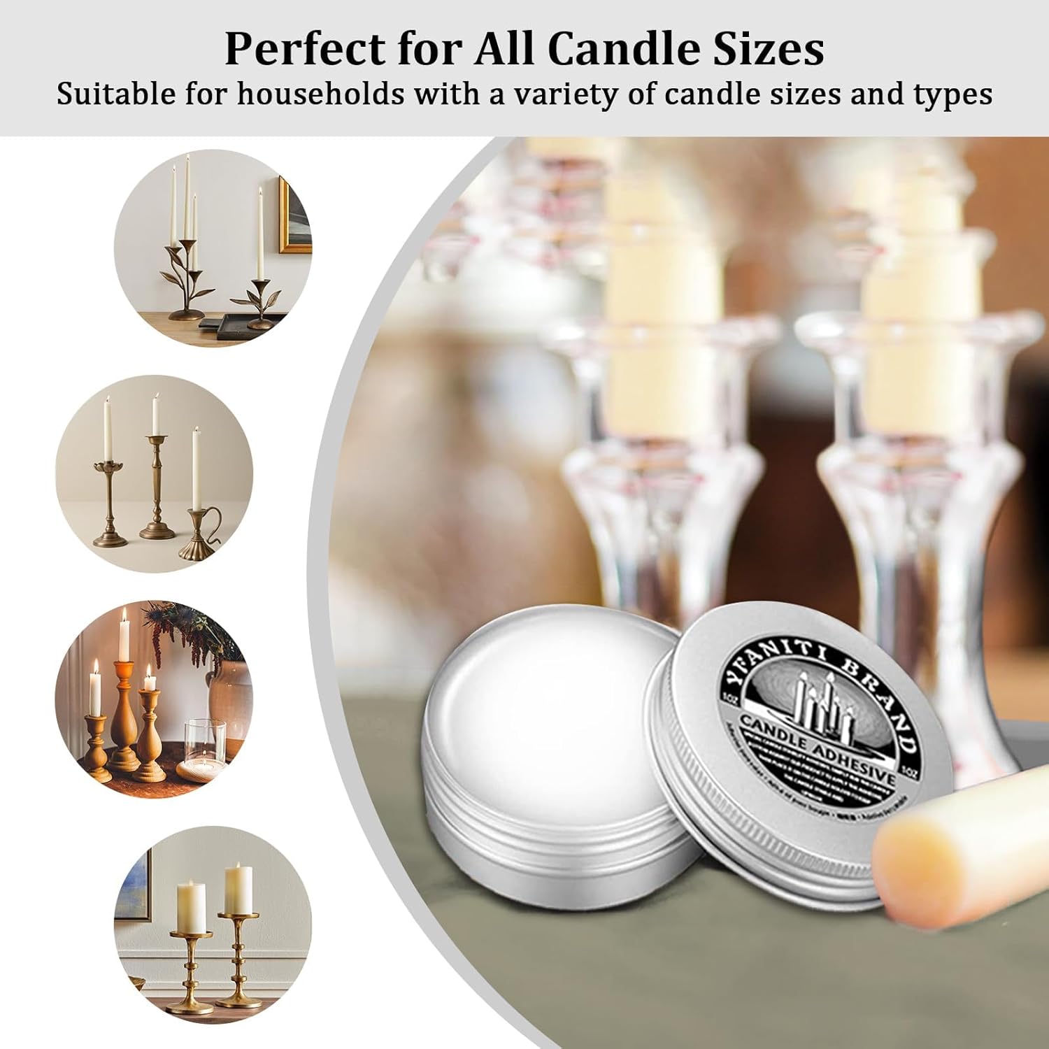 Candle Adhesive Taper Candle Glue - 2 oz Candle Adhesive Grip for Secure Candlestick Hold Candle Accessories - Image 4