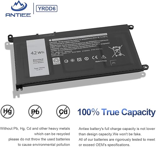 Miniatura 4 de ANTIEE Batería YRDD6 1VX1H de 42 Wh para Dell Inspiron 7586 5482 5485 5491 5591 3310 2 en 1 5593 5591 5480 3493 3582 3583 3584 3593 3593 3584 3593 3