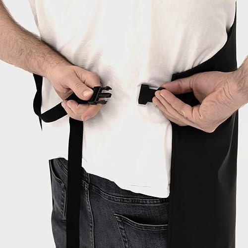 Miniatura 9 de Yardbird Delantal de carnicería de manga larga, material impermeable duradero, mangas largas, puños elásticos, dos correas ajustables, fácil de