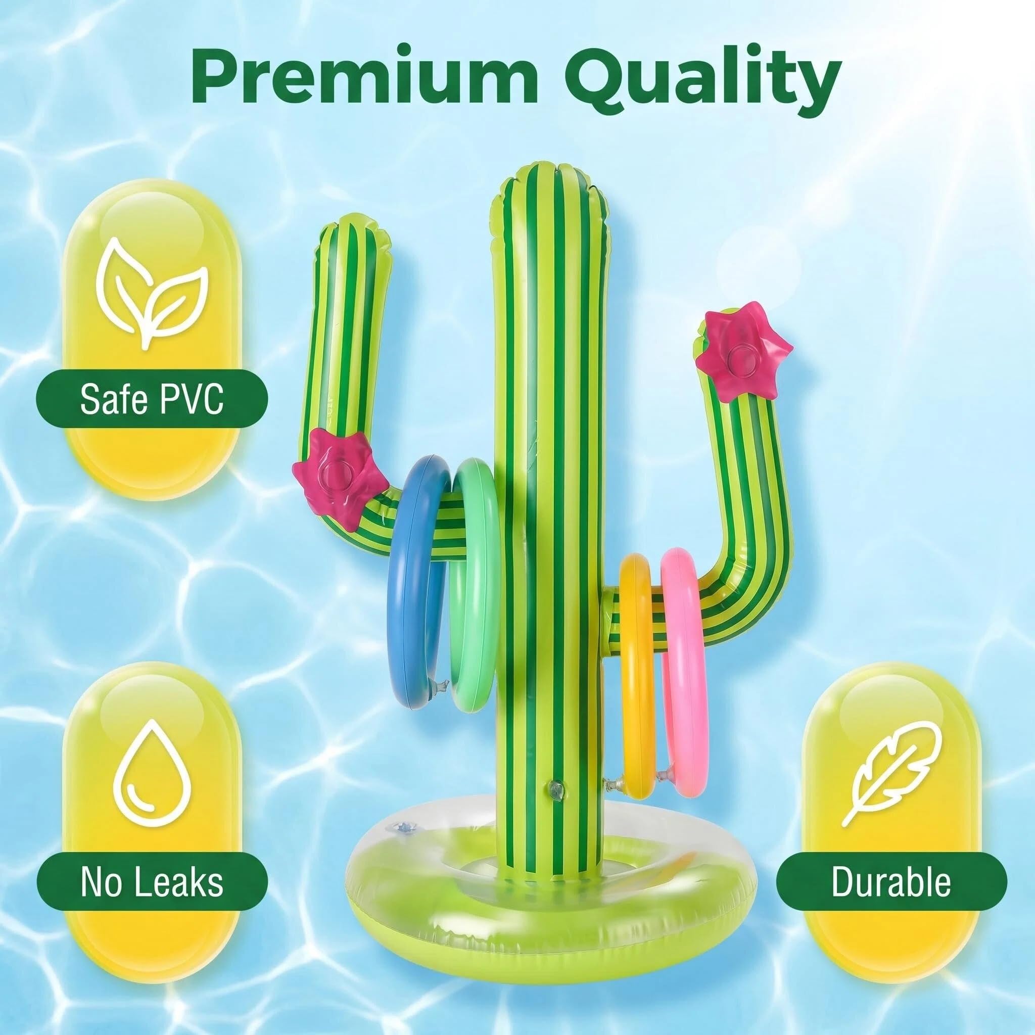 Falafoty 7PCS Cactus Gonflable Jeu de Lancer D'anneau, Bouée Piscine Jouet Anneau Cactus, Anneaux gonflables Cactus Piscine Gonflable Jouets pour Jeu d'eau d'été, Fête sur Plage Hawaïenne Décor