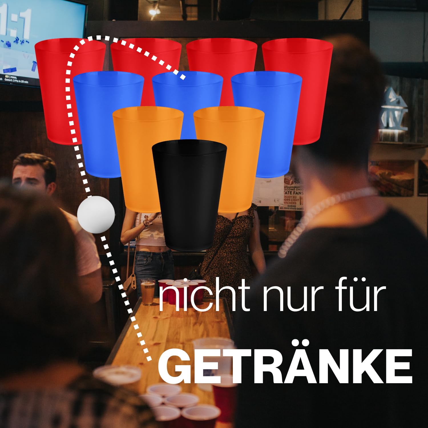 20 Stück Hartplastik-Becher, 400 Ml, Orange – Mehrwegbecher Für Party, Camping, Bierpong & Kinder