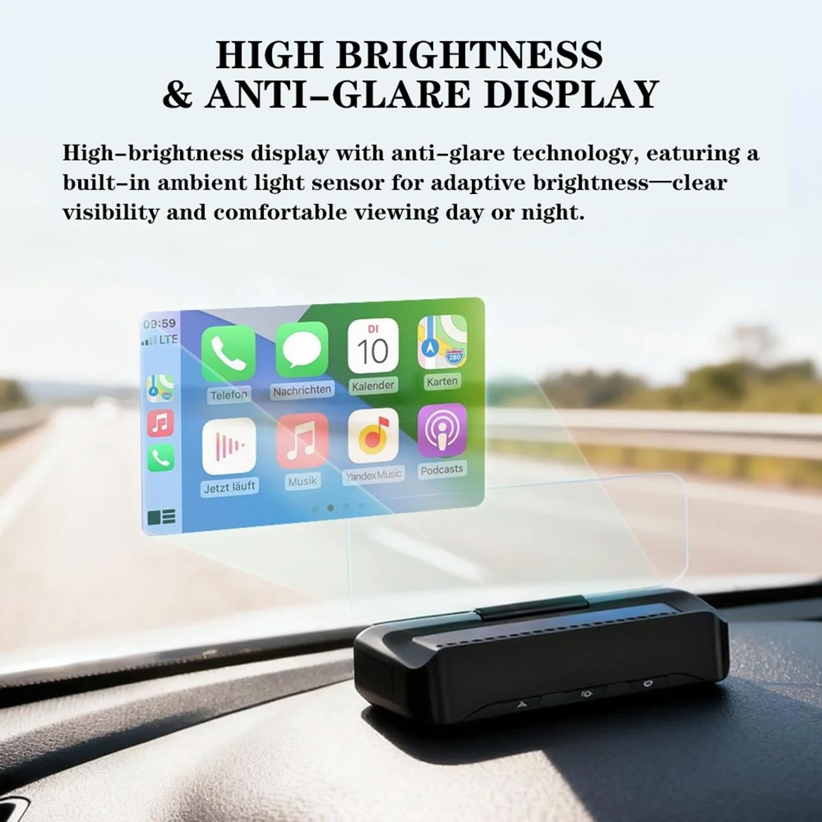 VIVIHUD V3-SE Wireless CarPlay Android Auto Car HUD Head-Up Display Cluster Bildschirm HD Bildreflektor Bluetooth OBD2 GPS Tachometer Plug-and-Play Intelligente Automatische Helligkeit